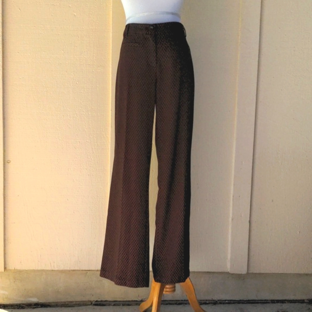Leifsdottir Anthro Dressy Dark Leaf-Pattern Flannel Flares